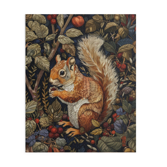 William Morris Inspired Forest Squirrel Jigsaw Puzzle Box | Cottage-core Art Nouveau Puzzle Box (120, 252, 500-Piece)