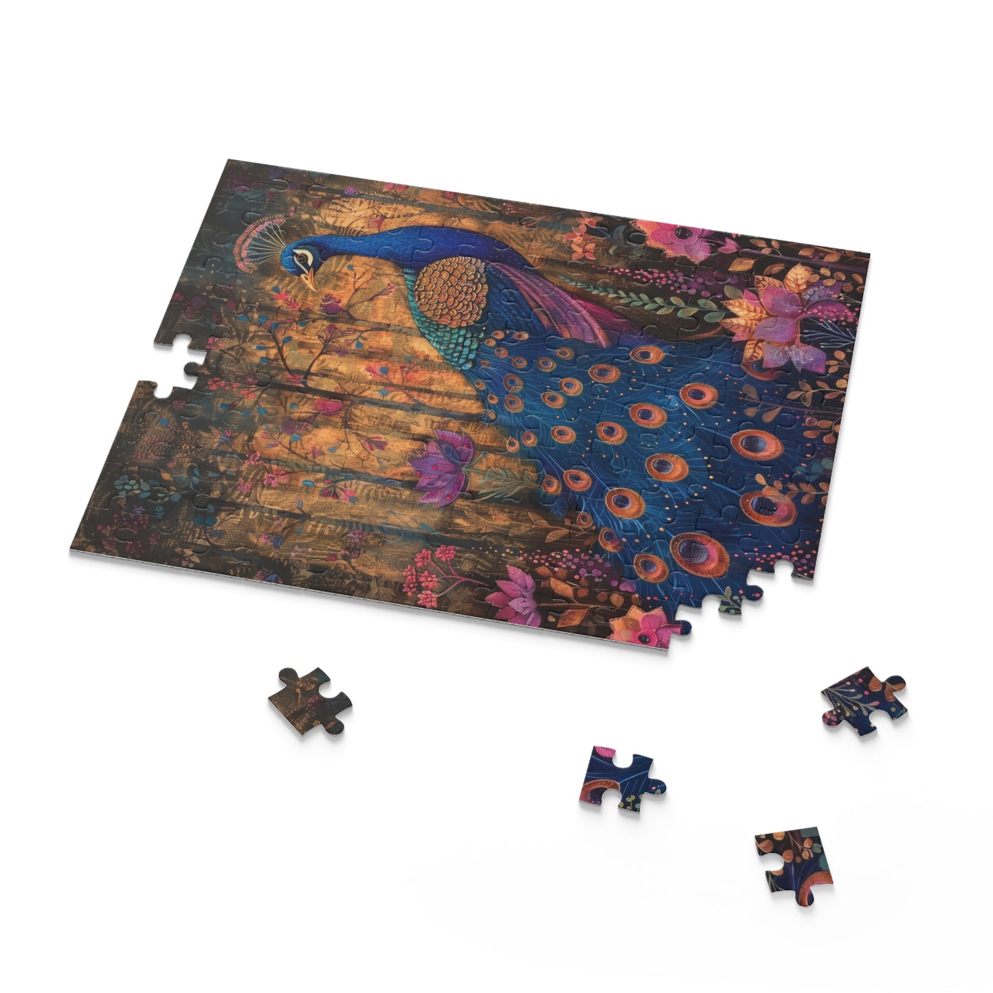 Peacock in spired by William Morris Art (120, 252, 500-Piece) Adult Jigsaw Puzzle, Gift For Her