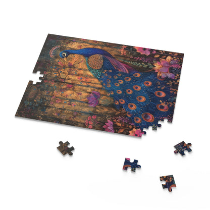 Peacock in spired by William Morris Art (120, 252, 500-Piece) Adult Jigsaw Puzzle, Gift For Her