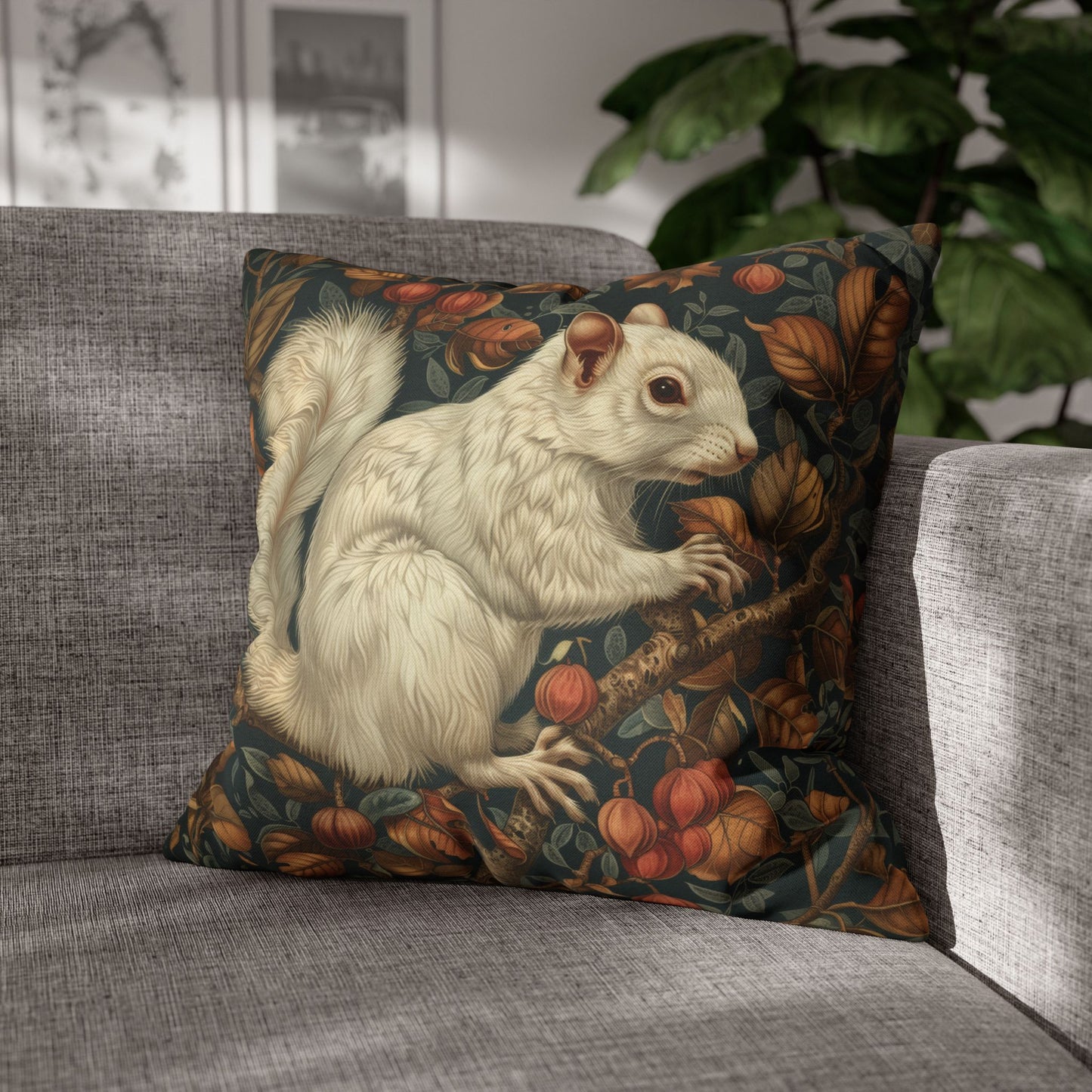 William Morris Forest White Squirrel Pillowcase