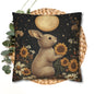Moonlit Bunny Floral , William Morris Inspired Floral Bunny Pillowcase