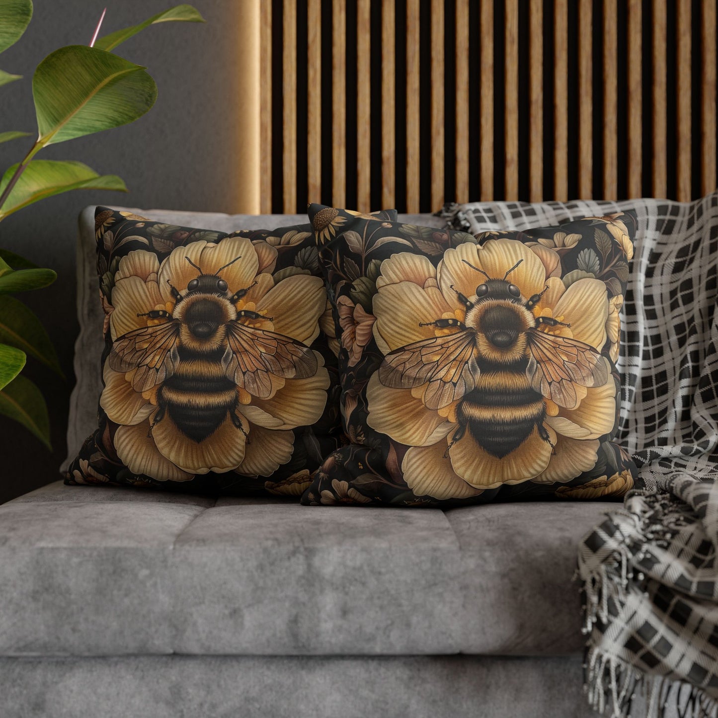 Botanical Bumble Bee William Morris Inspired Art Nouveau Pillowcase