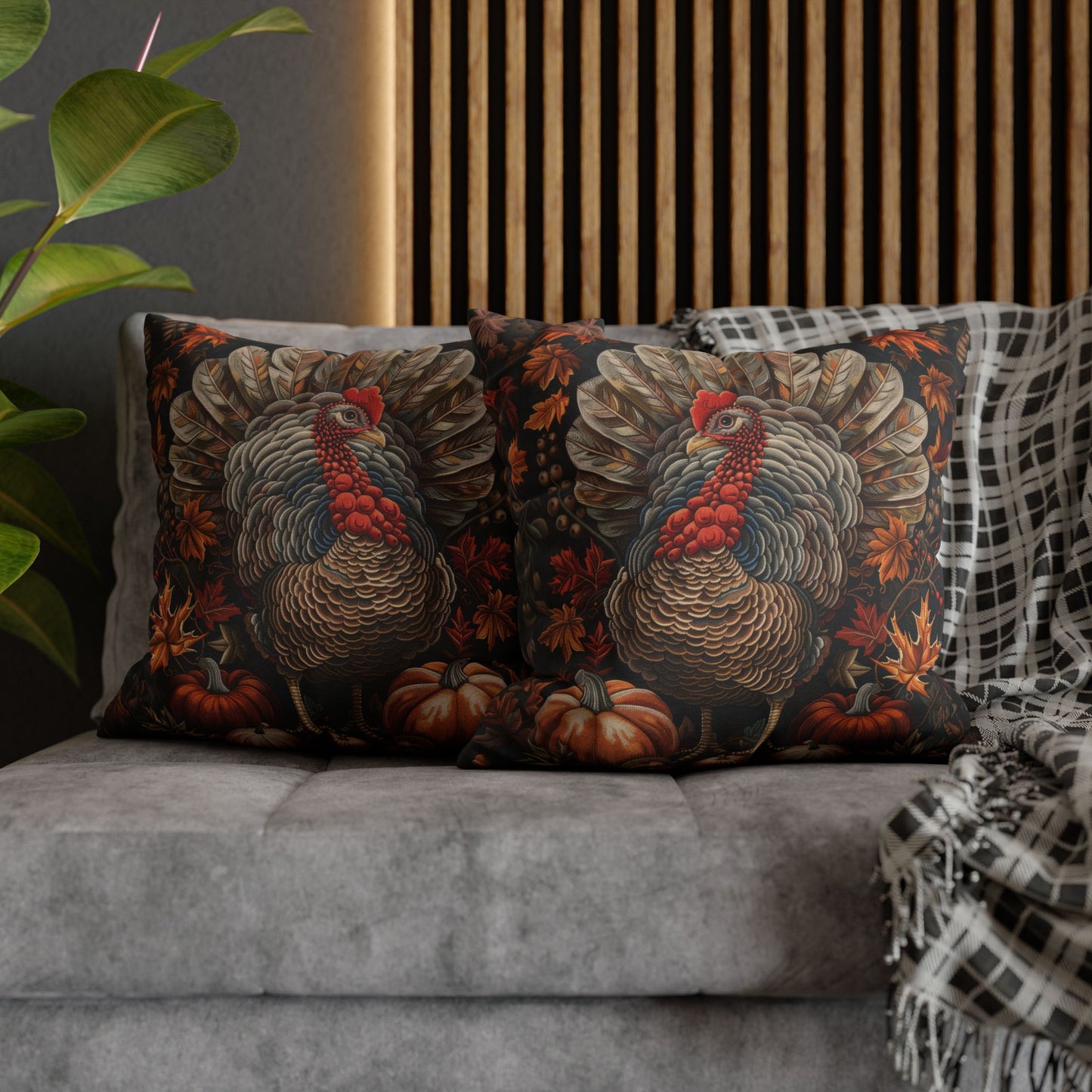 Thanksgiving Turkey Pillowcase: William Morris Inspired Fall Decor