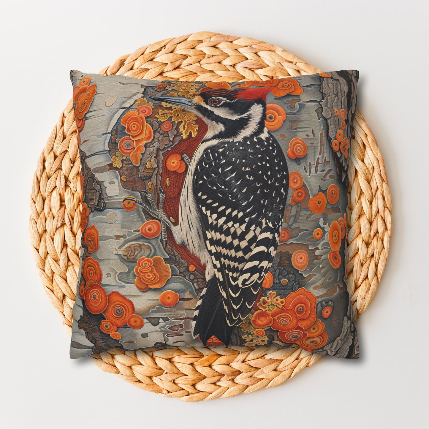 Woodpecker Pillow Cover: Autumn Woodland Decor, Cozy Cabin Accent