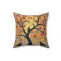 Autumn Crow Tree Throw Pillow, Fall Decorative Square Pillow
