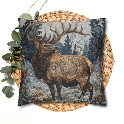 Art Nouveau Elk Frosted Pines Winter Blooms Pillowcase William Morris Inspired