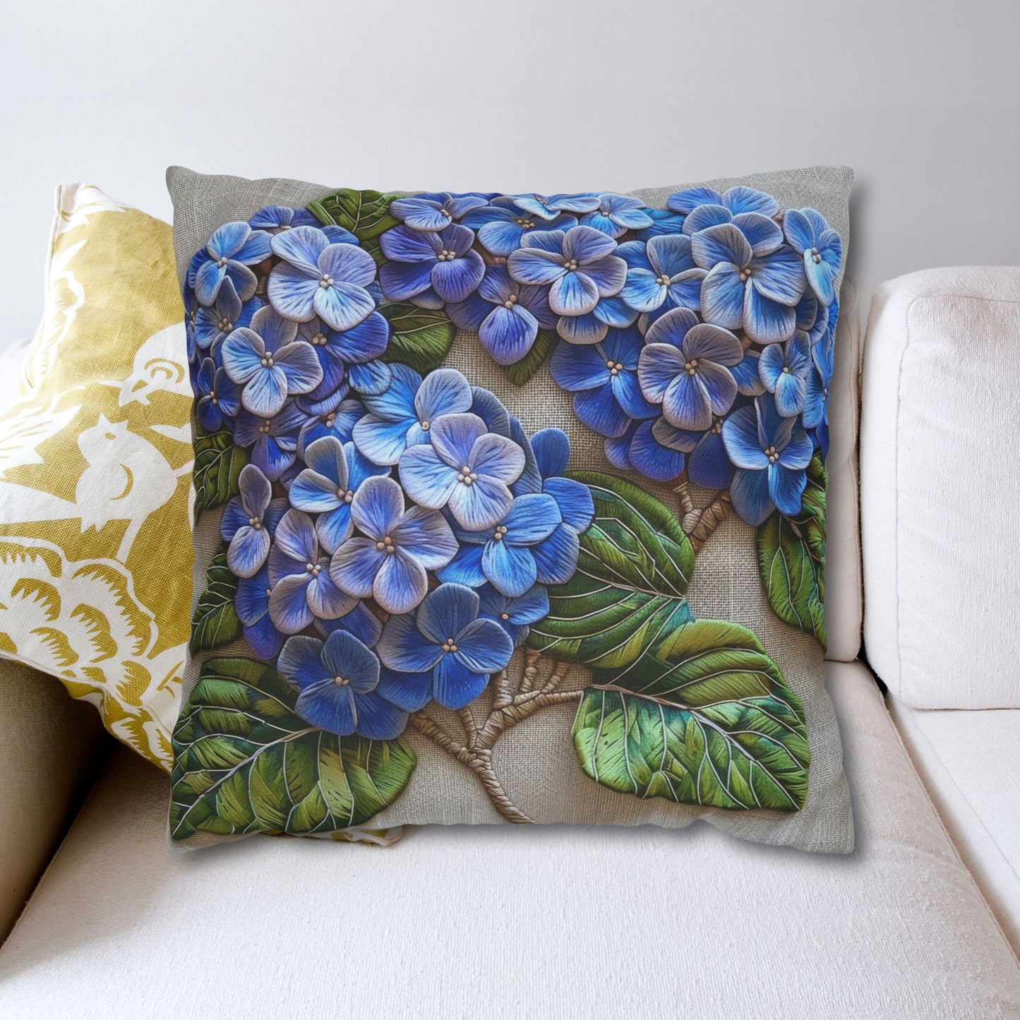 Hydrangea Purple Blue Decorative Pillowcase, Botanical Home Decor Pillowcase