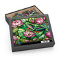 Stained Glass Frog Pink Water Lily Puzzle (120, 252, 500-Piece) Family Jigsaw Puzzle, Puzzle Box Gift
