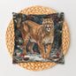 Winter Mountain Lion William Morris Inspired Decorative Pillowcase
