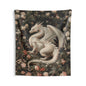 Tapestry of Magical White Dragon | William Morris Medieval Style Wall Art | Cottagecore Hanging and Home Decor