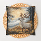 Mountain Reindeer Decorative Fall Square Pillow, Spun Polyester Home Decor, William Morris Inspired