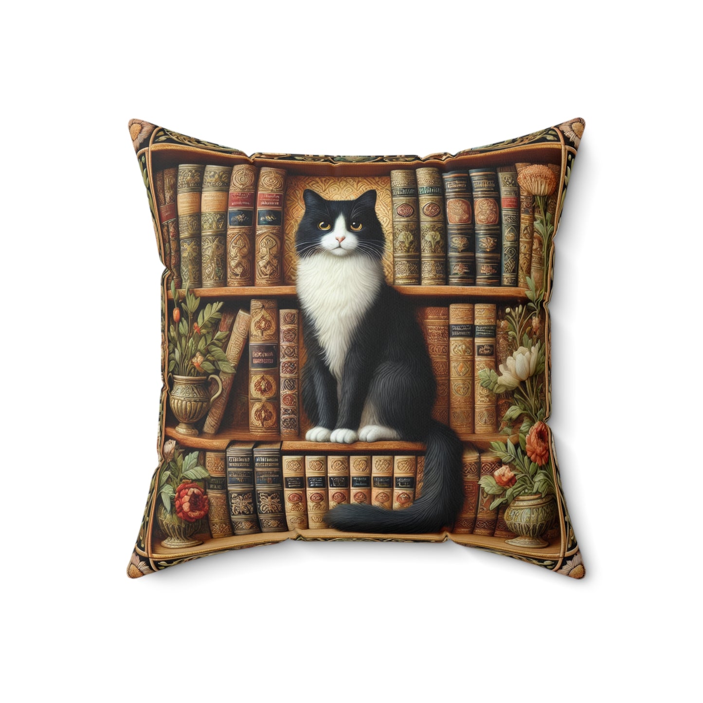 Cat Bookshelf Pillow: Whimsical Book Lover Home Decor