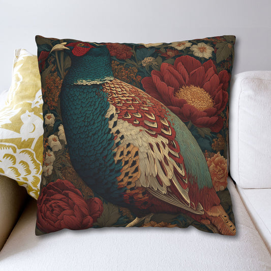 Elegant Pheasant & Peony Floral Pillowcase
