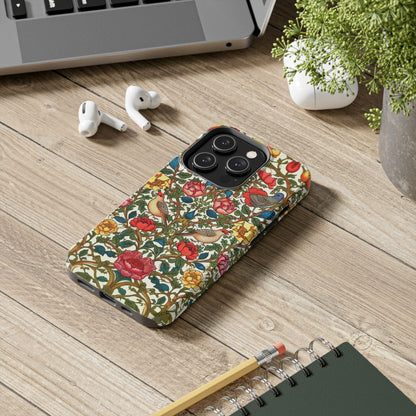 Vintage Pattern Rose And Bird in The Style of William Morris iPhone Tough Case