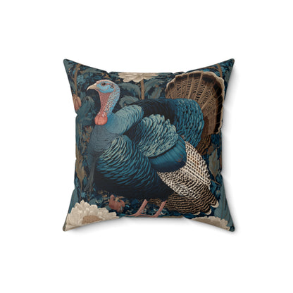 Thanksgiving Turkey Pillow, William Morris Style Cushion, Fall Decor