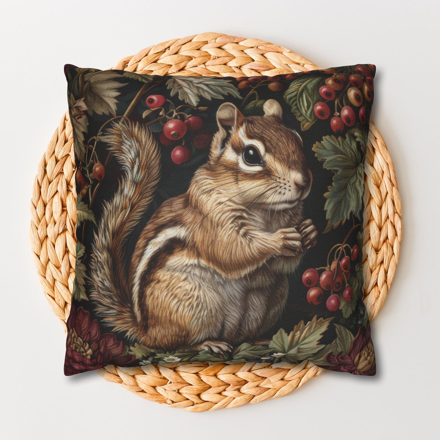 William Morris Inspired Botanical Chipmunk Pillowcase