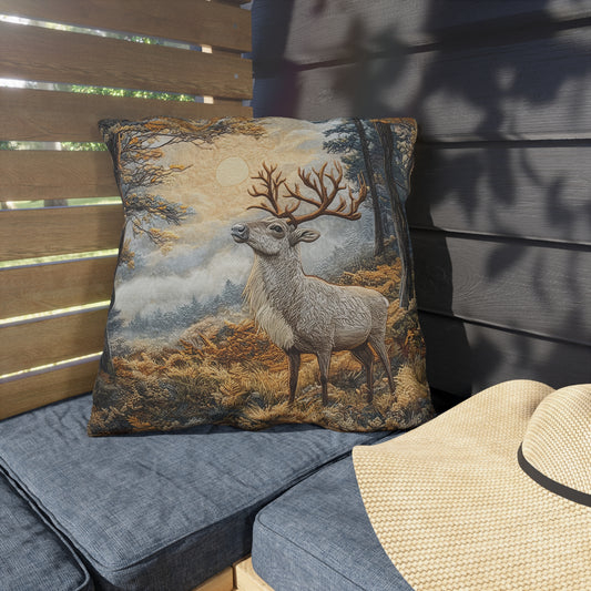 Majestic Deer Outdoor Pillow, Woodland Stag Throw Pillow, Rustic Forest Cushion, Nature Lodge Decor, Cabin Accent Pillow, Boho Wildlife Pillow