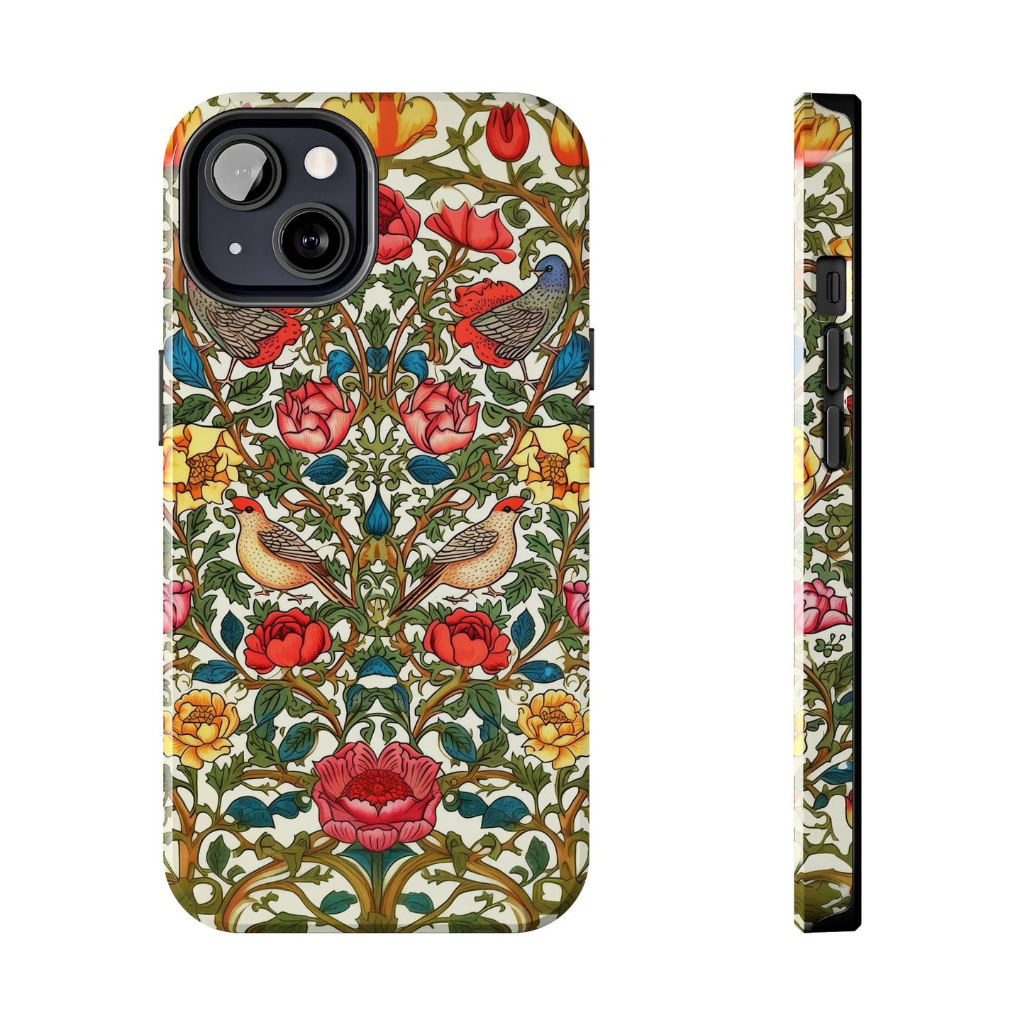 Vintage Pattern Rose And Bird in The Style of William Morris iPhone Tough Case