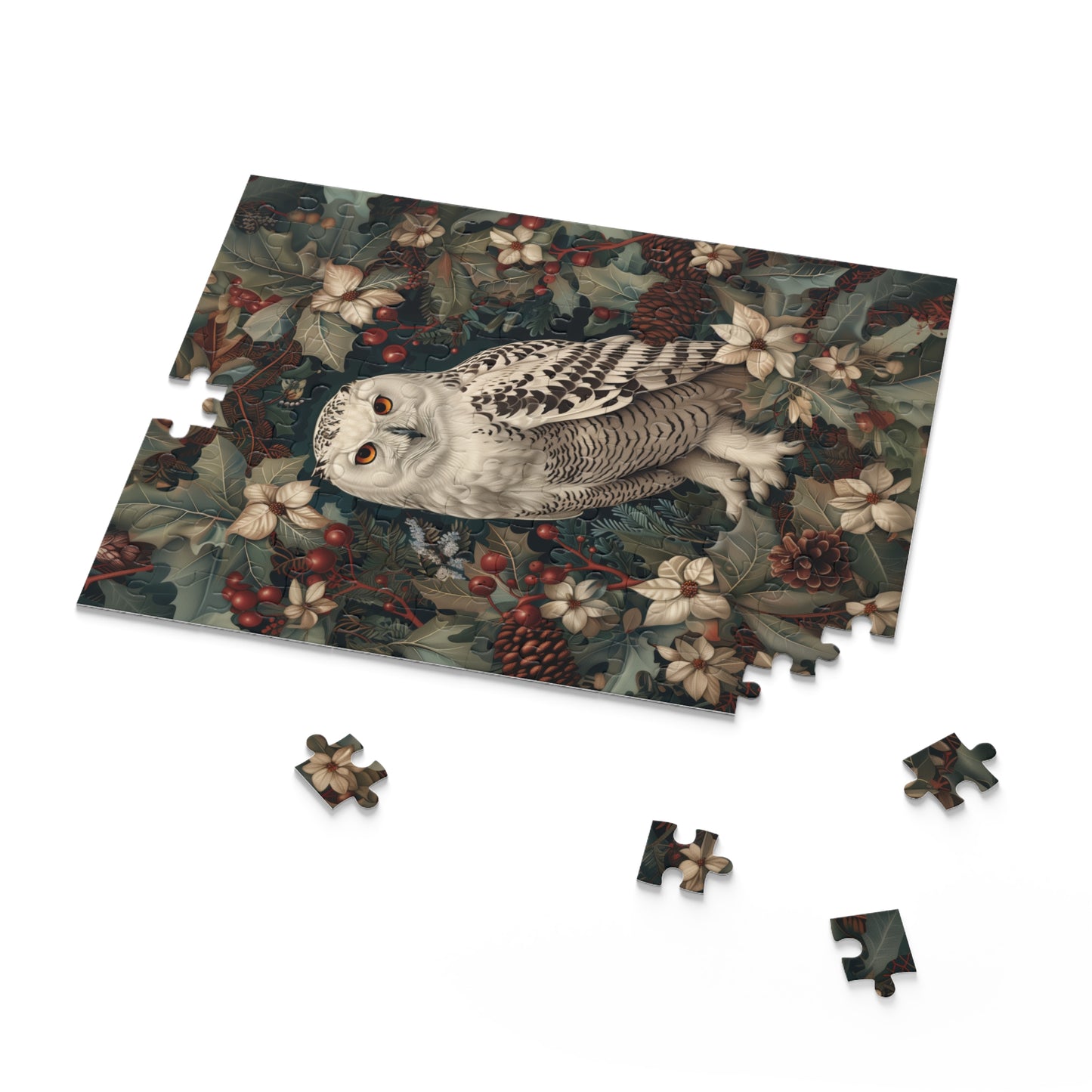 Snowy Owl Winter Puzzle, Enchanted Woodland Holiday Jigsaw (120, 252, 500 Pieces)