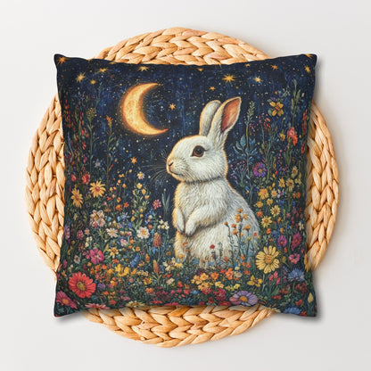 Rabbit Moon Wildflowers William Morris Inspired Pillowcase