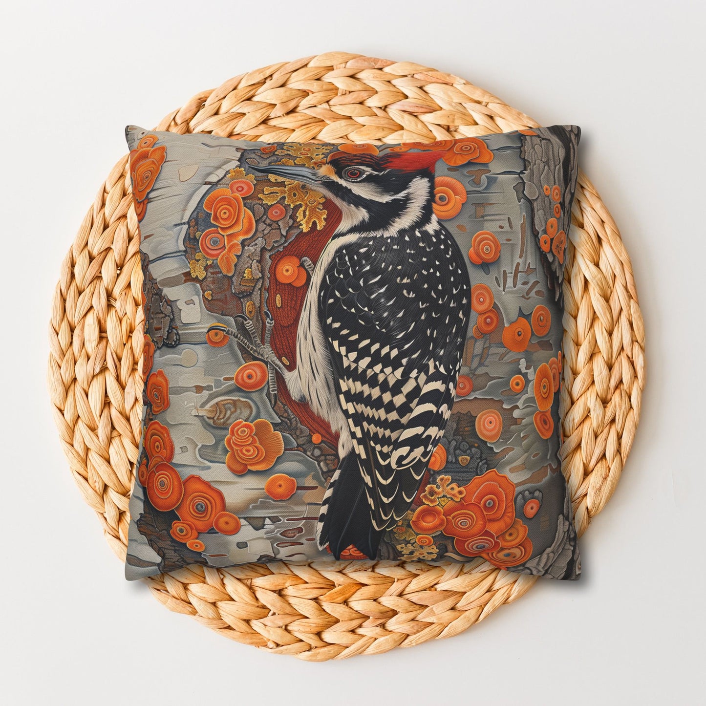 Woodpecker Pillow Cover: Autumn Woodland Decor, Cozy Cabin Accent