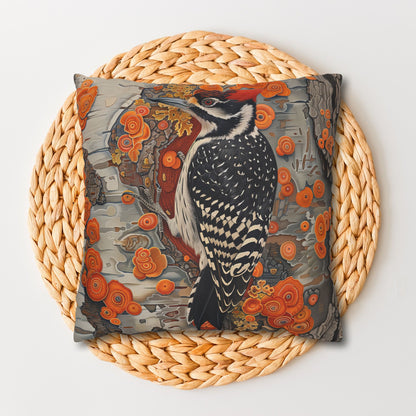Woodpecker Pillow Cover: Autumn Woodland Decor, Cozy Cabin Accent