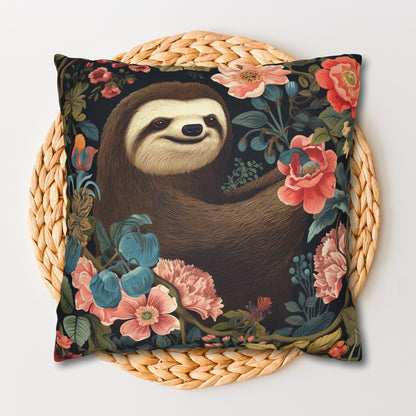 William Morris Inspired Botanical Sloth Pillowcase