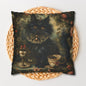 Mystical Cat Pillowcase, Halloween Home Decor, Black Cat Throw Pillow, Witchy Victorian Pillow, Gothic Decorative Pillow