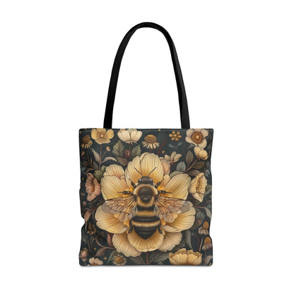 Botanical Bumblebee Tote Bag, William Morris Inspired Bag, AOP Tote, Floral Bee Bag, Garden Print Bag, Nature Lover Gift