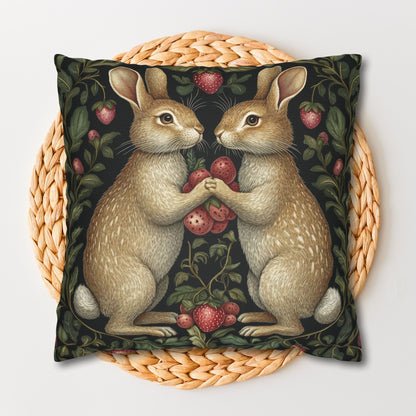 Rabbit & Strawberry Pillowcase: Whimsical Home Decor Cushion
