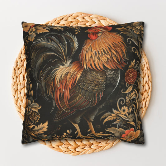 Vintage Rooster William Morris Inspired Pillowcase, Farmhouse Decorative Rooster
