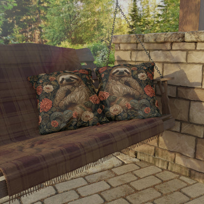 Sloth Outdoor Pillow, Cute Animal Throw Pillow, Tropical Wildlife Cushion, Botanical Accent Pillow, Jungle Decor, Nature Lover Gift, Sloth Lover Pillow