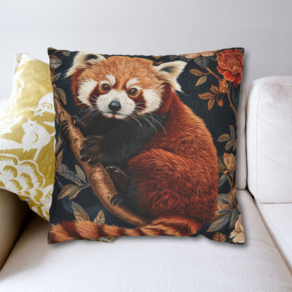 Cozy Red Panda Pillowcase: Forestcore Spun Polyester Decorative Cushion