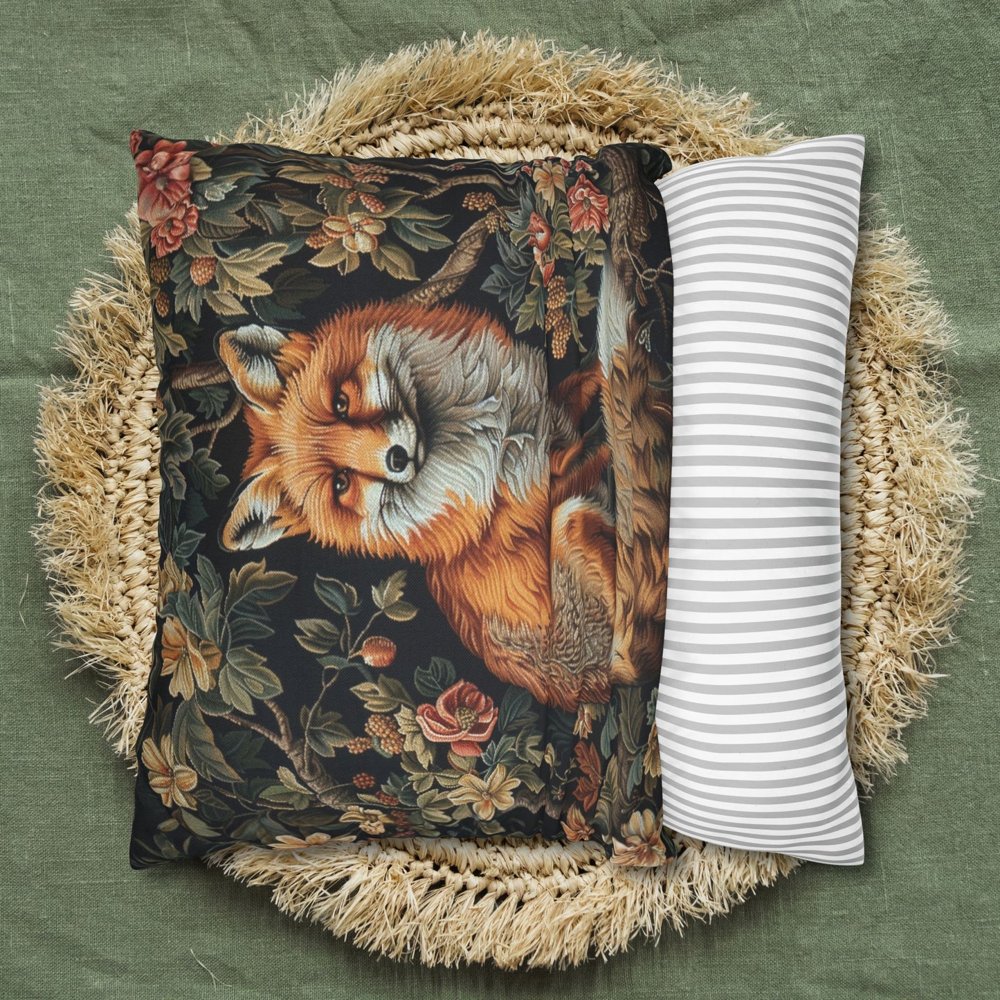 Forest Fox William Morris Inspired | Fox Ancient Decorative Pillowcase