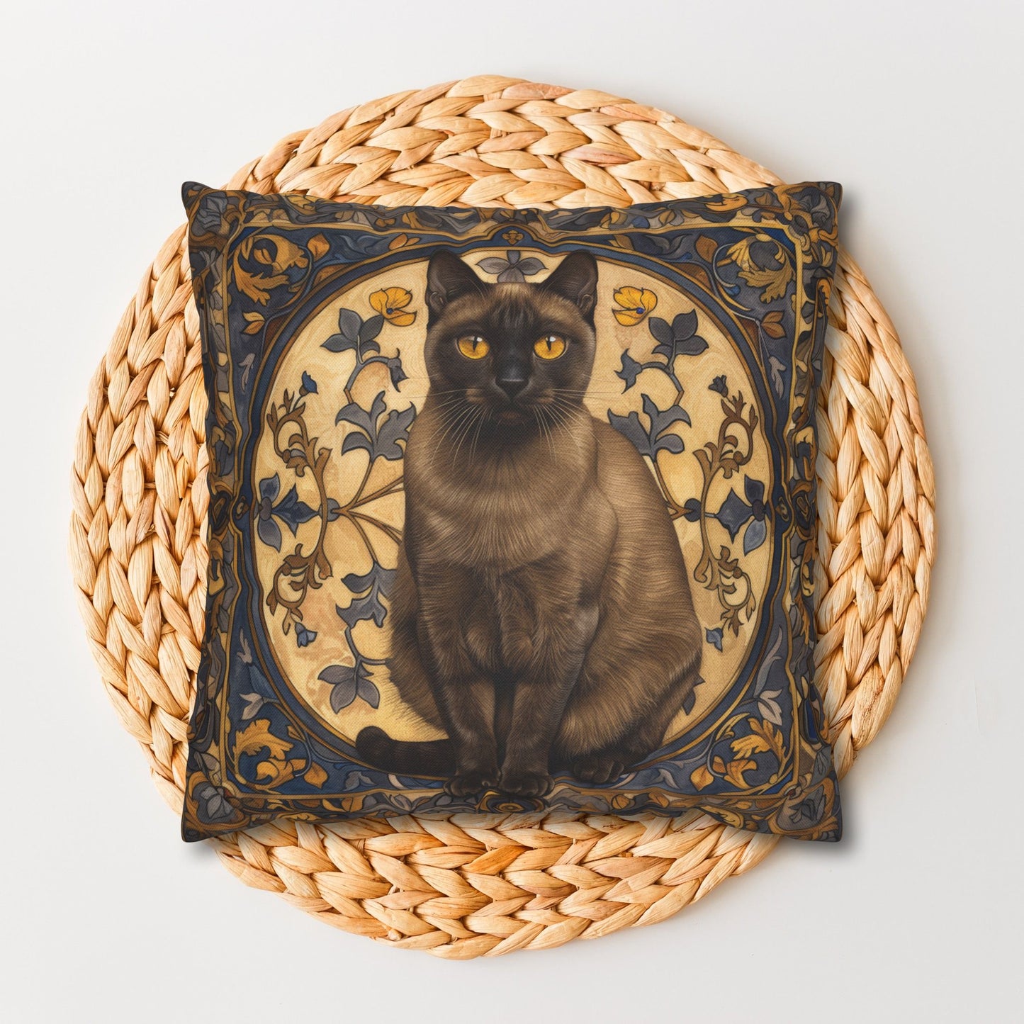Art Deco Burmese Cat Decorative Pillowcase