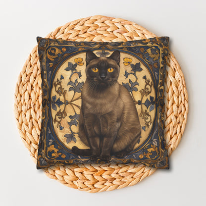 Art Deco Burmese Cat Decorative Pillowcase