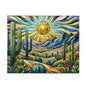 Cactus Dessert Scene Stained Glass Jigsaw Puzzle Box (120, 252, 500-Piece) Adult Jigsaw Puzzle, Gift Him Her