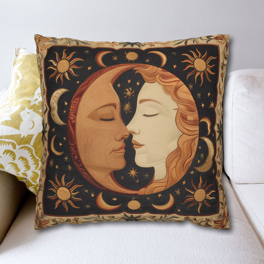 Celestial Harmony Pillow,case Moon & Sun Design, Boho Decor, Cozy Home Accent, Starry Night Gift, Astrology Lovers