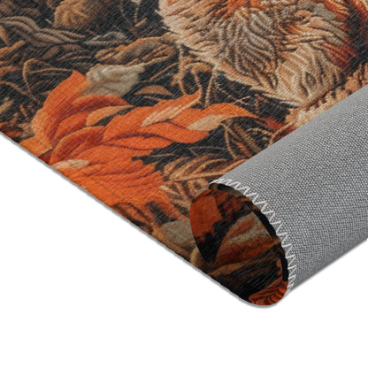 Fox Fall Autumn William Morris Inspired Area Rug, Cottagecore Living Room Carpet, Housewarming Gift, Fall Room Decor, Rectangle Rug