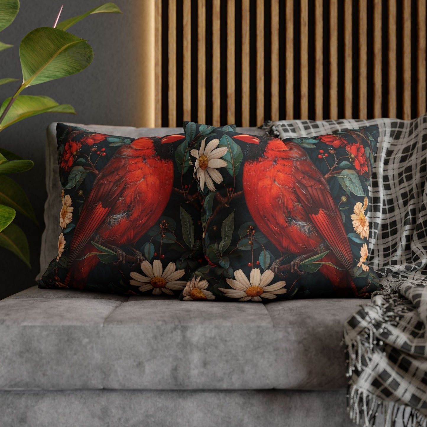 Cardinal Daisy Cottage Art Nouveau Pillowcase