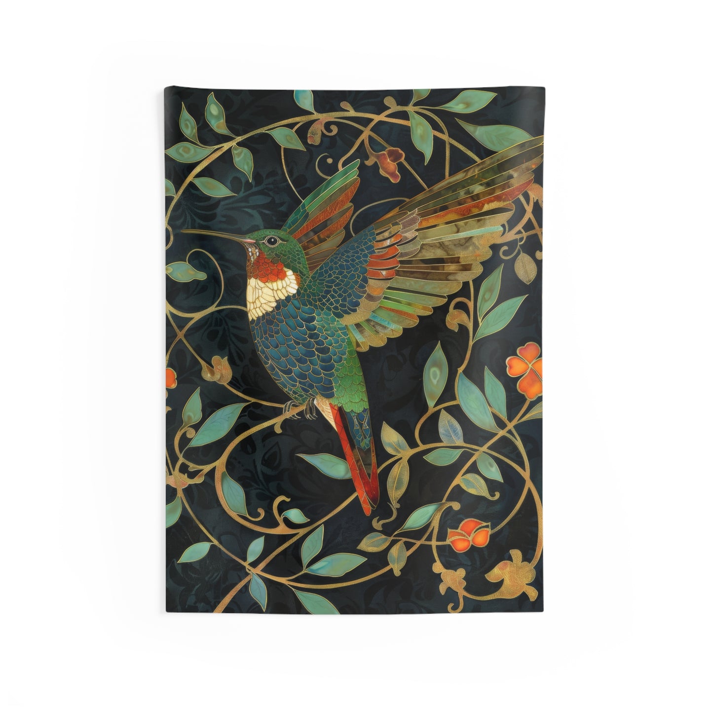 Tapestry of Humming Bird Art Deco William Morris Inspired Indoor Wall Tapestries