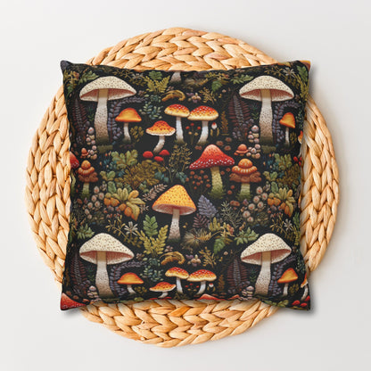 Forest Mushrooms Embroidery Pattern Pillowcase