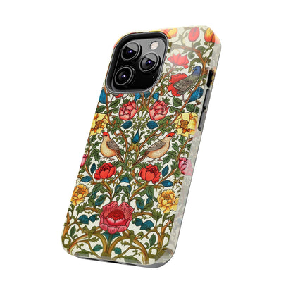 Vintage Pattern Rose And Bird in The Style of William Morris iPhone Tough Case