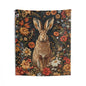 William Morris Inspired Brown Hare With Winter Flowers Indoor Wall Tapestries,