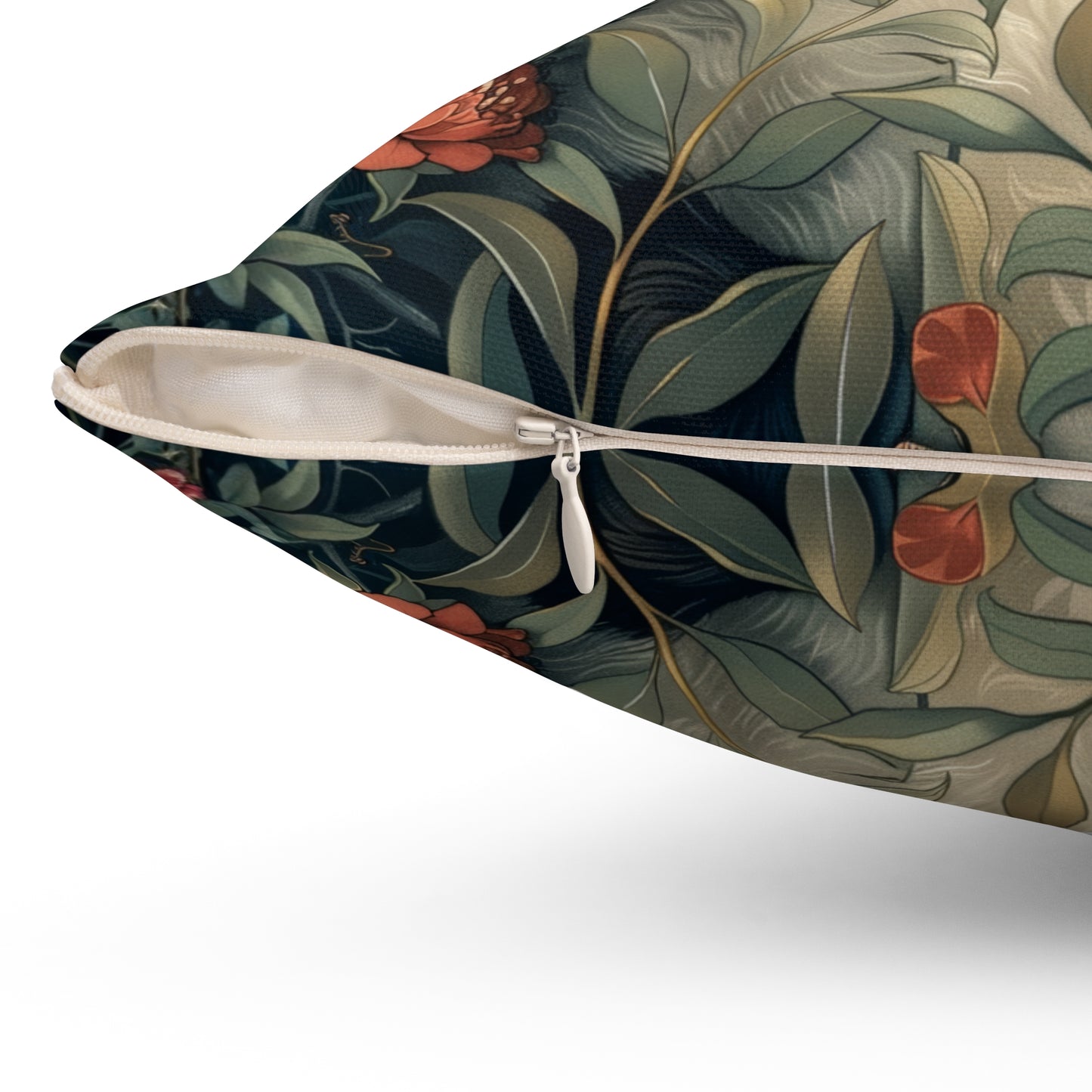 Panda Floral Decorative Pillow, Relaxed Garden Animal Throw Cushion