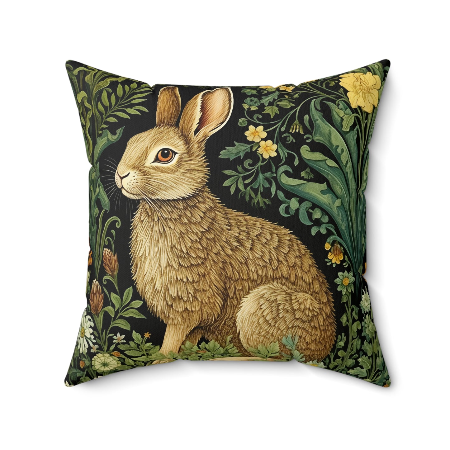 Botanical Rabbit Pillow | William Morris Inspired | Retro Farmhouse Home Decor | Easter Gift