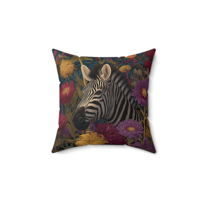 Vibrant Zebra Floral Pillow, William Morris Style Botanical Safari Animal Cushion