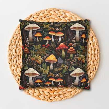 Forest Mushrooms Embroidery Pattern Pillowcase