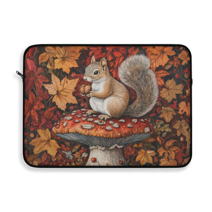 Squirrel In A Leafy Paradise Fall Season Laptop Sleeve, William Morris Design, Protective Case, Gift for Nature Lovers