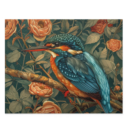 Kingfisher Bird William Morris Inspired (120, 252, 500-Piece) Adult Jigsaw Puzzle, Gift Him Her